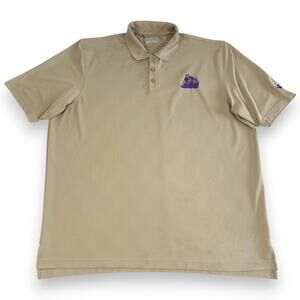 JMU Dukes Mens 3XL Polo Shirt Under Armour Gold Loose Fit Heatgear